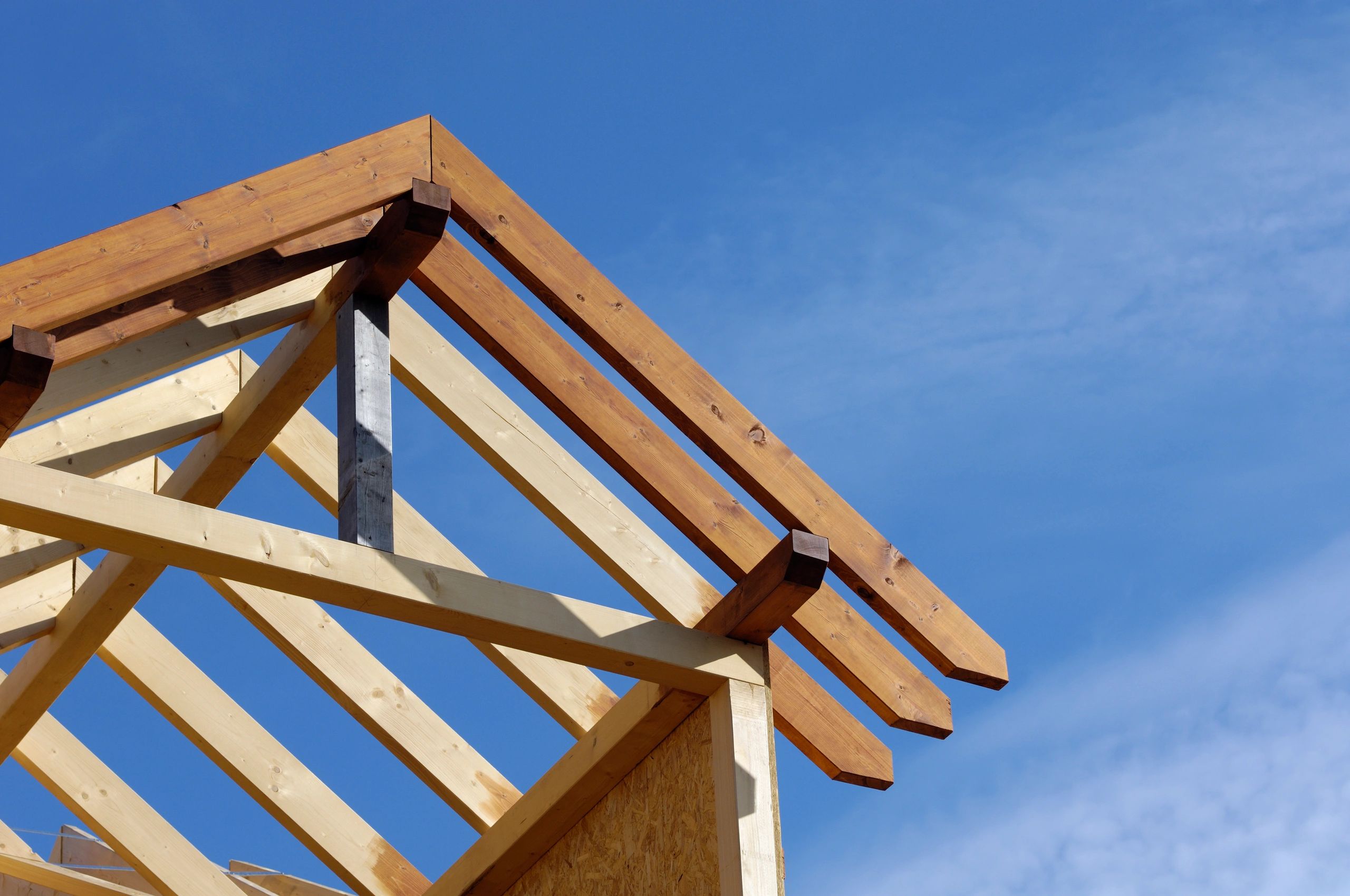 Roof framing under construction